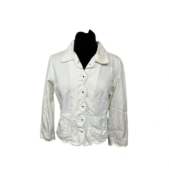 Isabella Byrd Anthropologie Ivory Denim Button Up Jacket LP - Picture 10 of 10